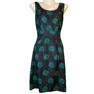 Banana Republic deep blue dress with green pattern, sz 2